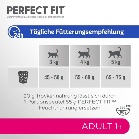 PERFECT FIT Adult Trockenfutter für erwachsene Katzen ab 1 Jahr - Huhn, 7 kg (1 Beutel)