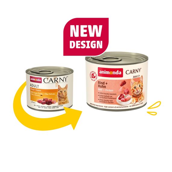 animonda Carny Adult Herzhafte Variation (12 x 200 g), Katzennassfutter für ausgewachsene Katzen, Nassfutter mit 100 % frischen, fleischlichen Zutaten, Katzenfutter ohne Getreide und Zucker