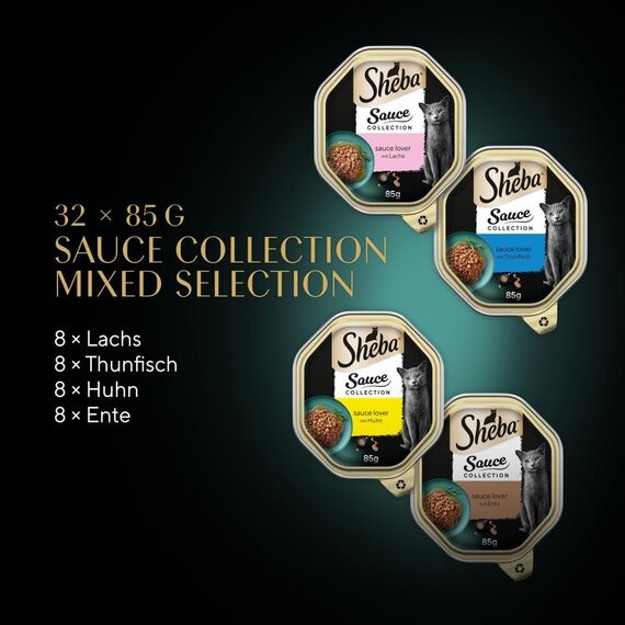 SHEBA Schale Nassfutter Multipack Mega-Pack Sauce Collection Feine Vielfalt MSC-Zertifiziert 32 x 85g