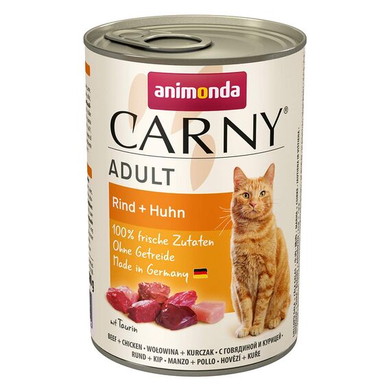 animonda Carny Adult Herzhafte Variation (12 x 400 g), Katzennassfutter für ausgewachsene Katzen, Nassfutter mit 100 % frischen, fleischlichen Zutaten, Katzenfutter ohne Getreide und Zucker