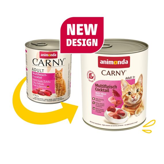 animonda Carny Katzen Nassfutter Multifleisch-Cocktail (6 x 800g), getreidefreies Katzen Nassfutter ohne Zucker, mit frischen fleischigen Zutaten