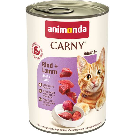 6 x Animonda Cat Dose Carny Adult Rind & Lamm 400 g, Nassfutter, Katzenfutter