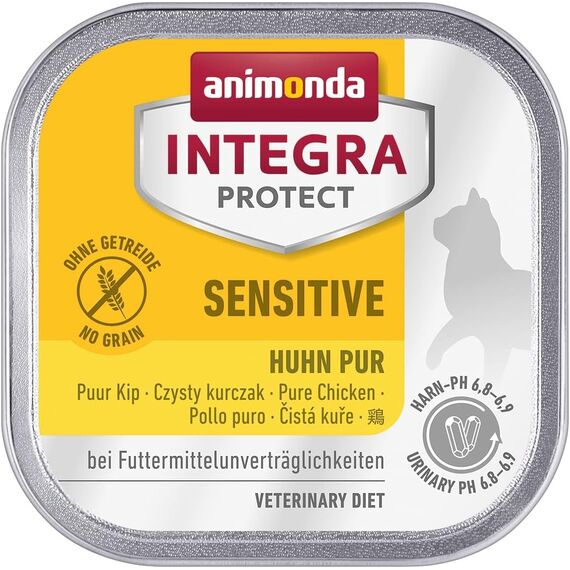 animonda INTEGRA PROTECT Sensitive Huhn Pur (16 x 100 g), Katzen Diätfutter bei Futtermittelallergie, sensitives Katzenfutter für allergische Katzen, Katzennassfutter ohne Getreide