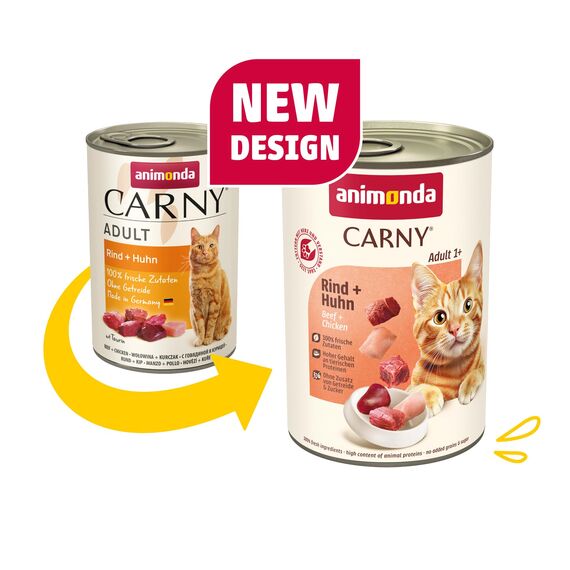 animonda Carny Adult Herzhafte Variation (12 x 400 g), Katzennassfutter für ausgewachsene Katzen, Nassfutter mit 100 % frischen, fleischlichen Zutaten, Katzenfutter ohne Getreide und Zucker