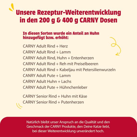 animonda Carny Katzen Nassfutter Pute + Hühnchenleber (6 x 200g), getreidefreies Katzen Nassfutter ohne Zucker, mit frischen fleischigen Zutaten