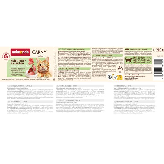 Animonda Carny 83500 Adult Pute+Kaninchen 6 x 200 g