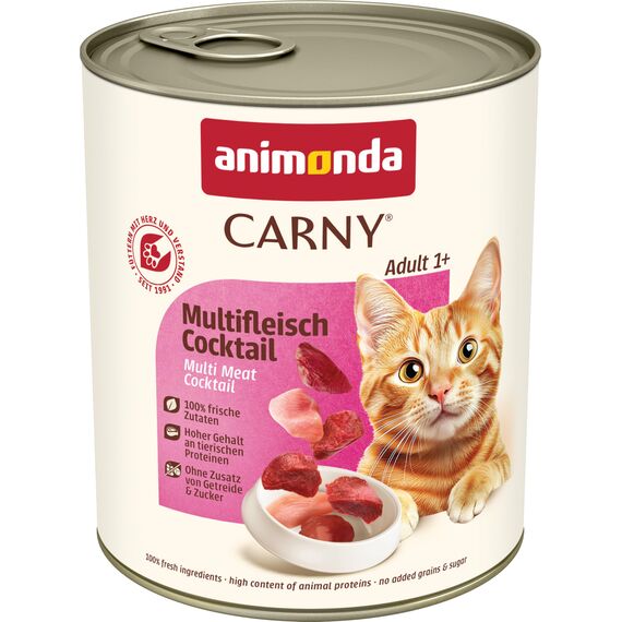 animonda Carny Katzen Nassfutter Multifleisch-Cocktail (6 x 800g), getreidefreies Katzen Nassfutter ohne Zucker, mit frischen fleischigen Zutaten