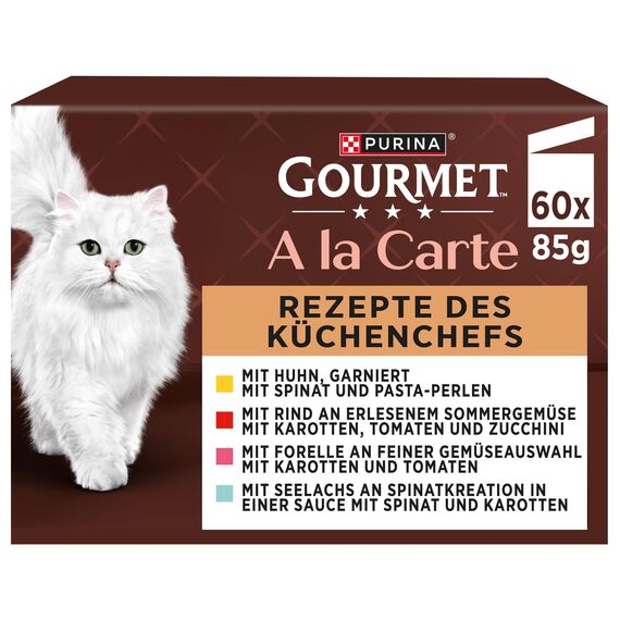 Gourmet A la Carte Katzenfutter nass, Sorten-Mix, 60er Pack (60 x 85g)