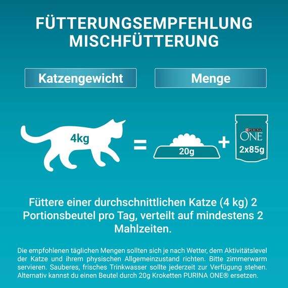 PURINA ONE Adult Katzenfutter nass, zarte Stückchen in Sauce mit Hochseefisch, 12er Pack (12 x 4 à 85g)