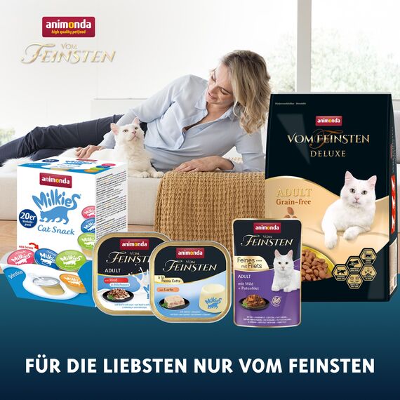 animonda Vom Feinsten Adult Vielfalt (32 x 100 g), Nassfutter für ausgewachsene Katzen, Katzenfutter ohne Getreide und Zucker, mit 100 % frischen, fleischlichen Zutaten