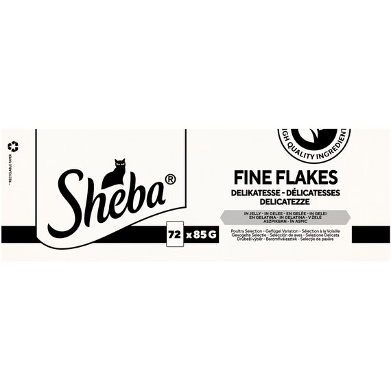 SHEBA Katzenfutter nass - 72x85g Portionsbeutel - Geflügel Variation in Gelee - Nassfutter für Katzen - 1 Großpackung