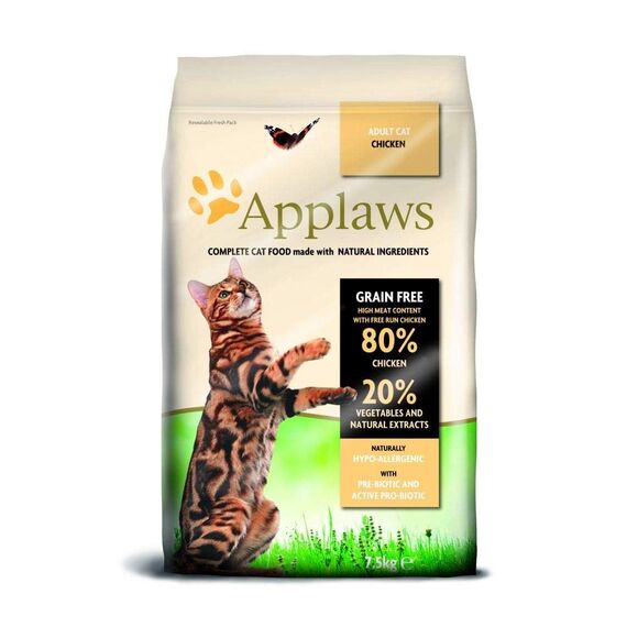 Applaws getreidefreies Katzentrockenfutter mit Huhn für ausgewachsene und reife Katzen, natürlich und vollständig (1x 7,5kg Packung)