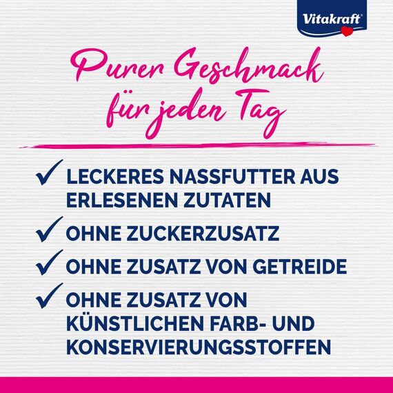 Vitakraft Poésie Classique, Nassfutter Katze, Katzennassfutter in Sauce, mit Huhn, mit Truthahn, mit Rind, mit Lachs, ohne Zusatz von Zucker und Getreide (1 Paket mit 12x 85g)