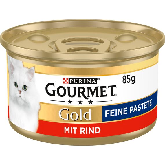 Gourmet Gold Feine Pastete Katzenfutter nass, mit Rind, 12er Pack (12 x 85g)