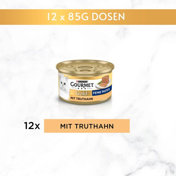 Gourmet Gold Feine Pastete Katzenfutter nass, mit Truthahn, 12er Pack (12 x 85g)