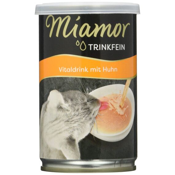 MIAMOR - Vitaldrink | Leckerer Drink für ausgewachsene Katzen zur Förderung der Flüssigkeitsaufnahme. Ergänzungsfutter in der Dose zur Unterstützung der Nierenfunktion | 24x135 ml Huhn
