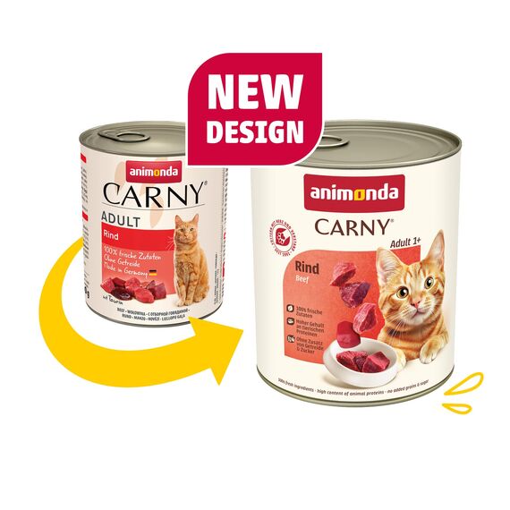 animonda Carny Katzen Nassfutter Rind pur (6 x 800g), getreidefreies Katzen Nassfutter ohne Zucker, mit frischen fleischigen Zutaten