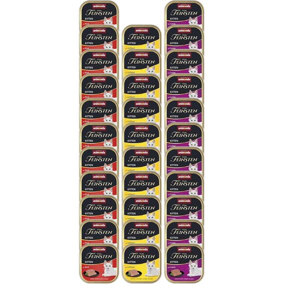 animonda Vom Feinsten Kitten Vielfalt für Katzenkinder (32 x 100g), Kitten Nassfutter für junge Katzen, Katzenfutter ohne Getreide und Zucker, mit 100 % frischen, fleischlichen Zutaten