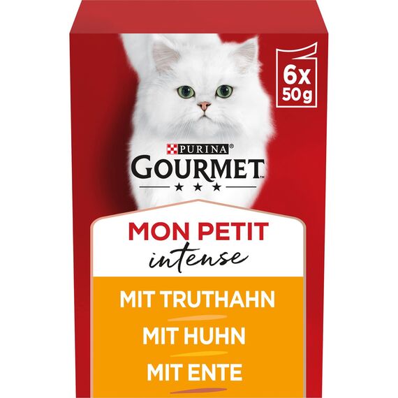 Gourmet Mon Petit Intense Katzenfutter nass, Geflügel-Variationen, 8er Pack (8 x 6 Beutel à 50g)