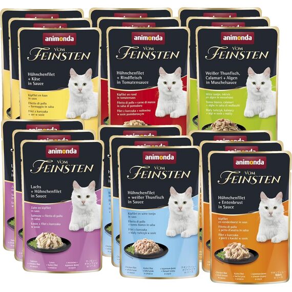 animonda Vom Feinsten Adult Filet Kreationen (18 x 50 g), Nassfutter für ausgewachsene Katzen, Katzenfutter mit Filets in delikater Sauce, Katzennassfutter ohne Getreide und Zucker