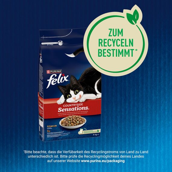 Felix Countryside Sensations Katzenfutter trocken, mit Rind und Huhn, 1er Pack (1 x 4kg)