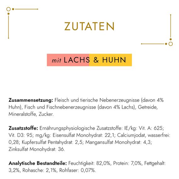 Gourmet Gold Zarte Häppchen in Sauce Katzenfutter nass, mit Lachs und Huhn, 12er Pack (12 x 85g)