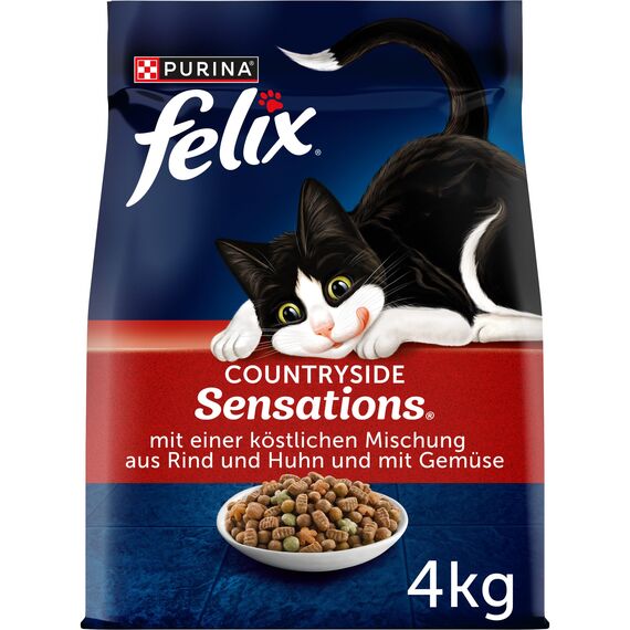 Felix Countryside Sensations Katzenfutter trocken, mit Rind und Huhn, 1er Pack (1 x 4kg)