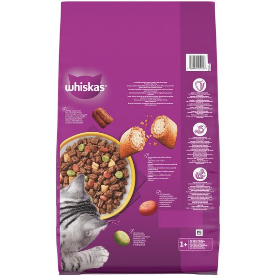 WHISKAS Trockenfutter für ausgewachsene Katzen 7kg mit Huhn