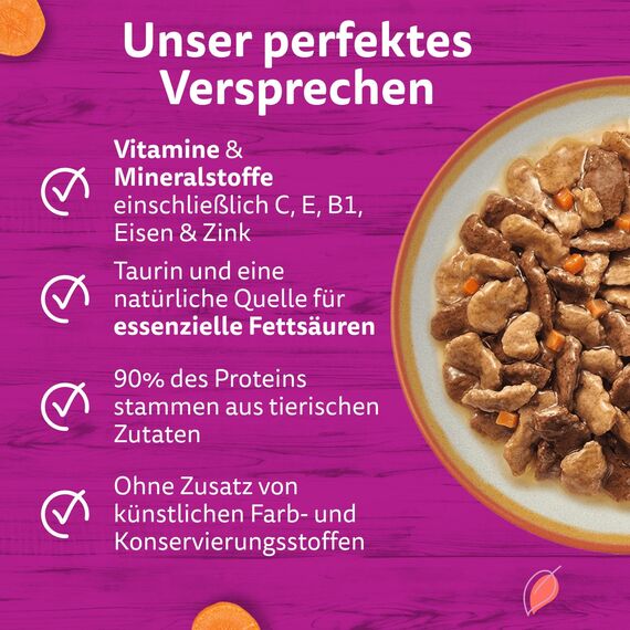 Whiskas 1+ Katzenfutter Tasty Mix Country Collection in Sauce, 24x85g (2 Packungen) – Hochwertiges Nassfutter für ausgewachsene Katzen in 48 Portionsbeuteln