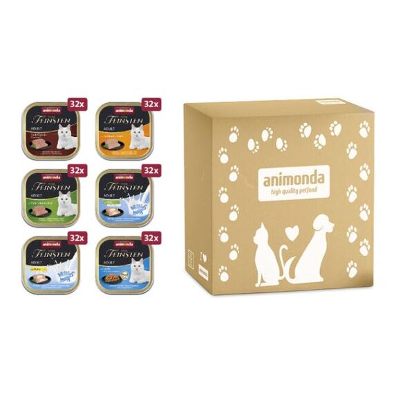animonda vom Feinsten Katzenfutter nass XXL MIX (6 x 32 x 100g), getreidefreies Katzenfutter nass ohne Zucker, mit frischen, fleischigen Zutaten