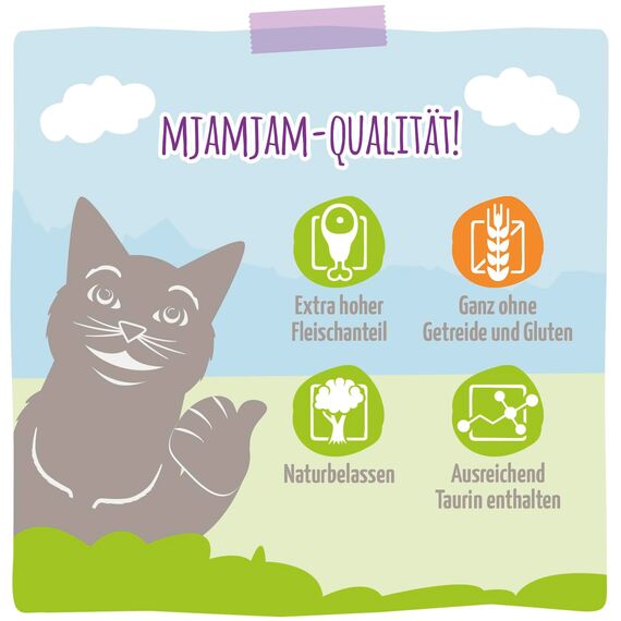 MjAMjAM - Premium Nassfutter für Katzen - schmackhafter Truthahn an leckeren Möhrchen, 6er Pack (6 x 400 g), getreidefrei mit extra viel Fleisch