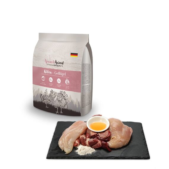 Venandi Animal – Premium Katzenfutter – Kitten – Geflügel, mit viel frischem Fleisch, Trockenfutter, getreidefrei 2er Pack (1 x 300g)