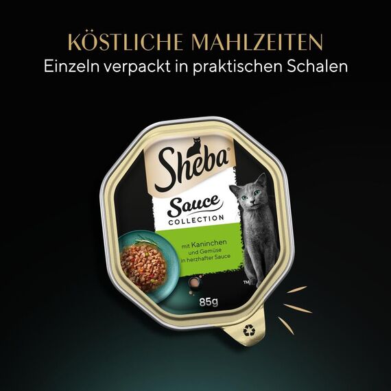 SHEBA Schale Nassfutter für Katzen Sauce Collection mit Kaninchen und Gemüse 2 x 11 x 85g