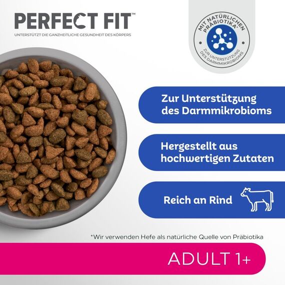 PERFECT FIT Adult Trockenfutter für erwachsene, aktive Katzen ab 1 Jahr - Rind, 7 kg (1 Beutel)