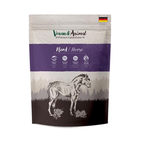 Venandi Animal - Premium Trockenfutter für Katzen - Pferd, 1er Pack (1 x 1,5kg), getreidefrei