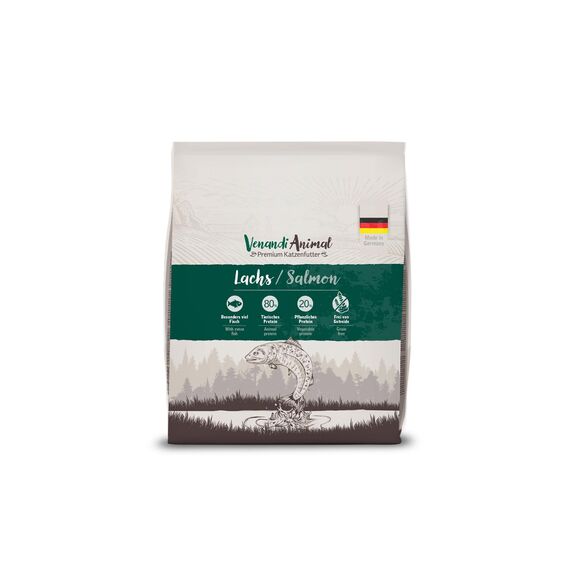 Venandi Animal – Premium Katzenfutter – Lachs, mit viel frischem Fisch, Trockenfutter, getreidefrei 1er Pack (1 x 300g)