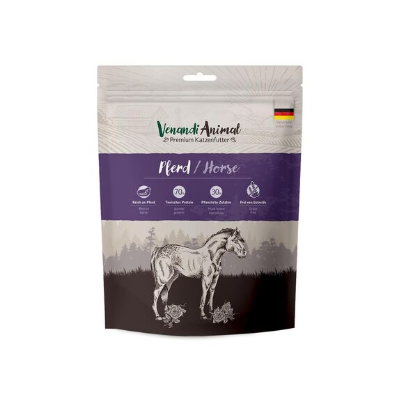 Venandi Animal - Premium Trockenfutter für Katzen - Pferd, 1er Pack (1 x 0,3kg), getreidefrei
