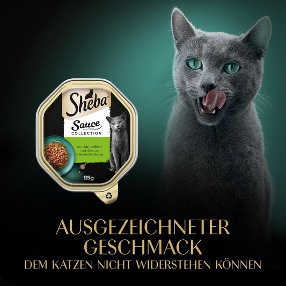 SHEBA Schale Nassfutter für Katzen Sauce Collection mit Kaninchen und Gemüse 2 x 11 x 85g