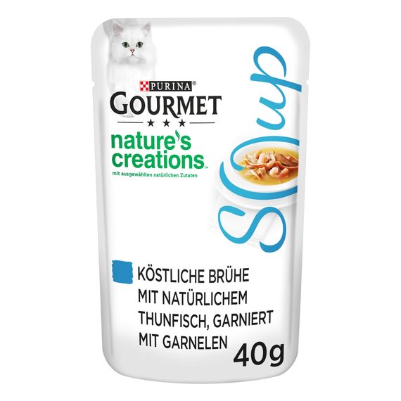 Gourmet Crystal Soup für Katzen mit naturbelassenem Thunfisch und Garnelen, 32er Pack (32 x 40g)