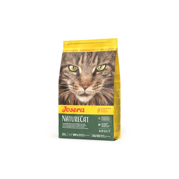JOSERA NatureCat (1 x 2 kg) | Adult | Premium Trockenfutter für ausgewachsene Katzen | Lachs & Geflügel | erlesene Kräuter & gesunde Früchte | getreidefrei | Katzenfutter | 1er Pack