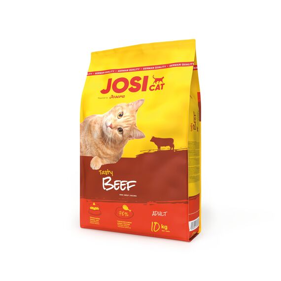 JosiCat Tasty Beef (1 x 10 kg) | Adult | Premium Trockenfutter für Katzen | mit herzhaftem Rind - sehr gut verträgliche Rezeptur | Powered by JOSERA | Katzenfutter | Alleinfuttermittel | 1er Pack