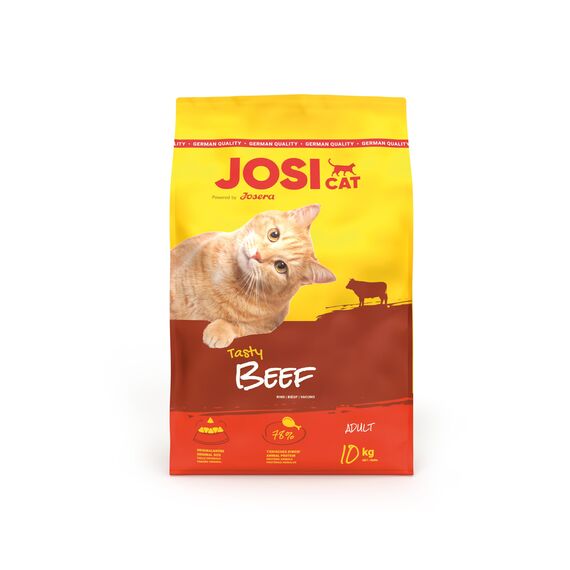 JosiCat Tasty Beef (1 x 10 kg) | Adult | Premium Trockenfutter für Katzen | mit herzhaftem Rind - sehr gut verträgliche Rezeptur | Powered by JOSERA | Katzenfutter | Alleinfuttermittel | 1er Pack