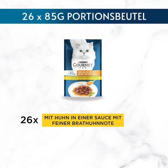 Gourmet Perle Genuss in Sauce Katzenfutter nass, mit Huhn, 26er Pack (26 x 85g)