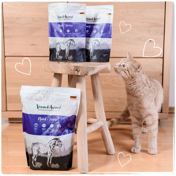 Venandi Animal - Premium Trockenfutter für Katzen - Pferd, 1er Pack (1 x 1,5kg), getreidefrei