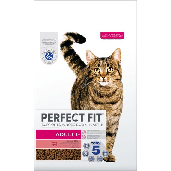 PERFECT FIT Adult Trockenfutter für erwachsene, aktive Katzen ab 1 Jahr - Rind, 7 kg (1 Beutel)