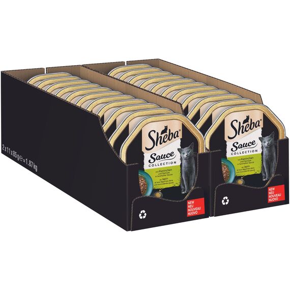 SHEBA Schale Nassfutter für Katzen Sauce Collection mit Kaninchen und Gemüse 2 x 11 x 85g