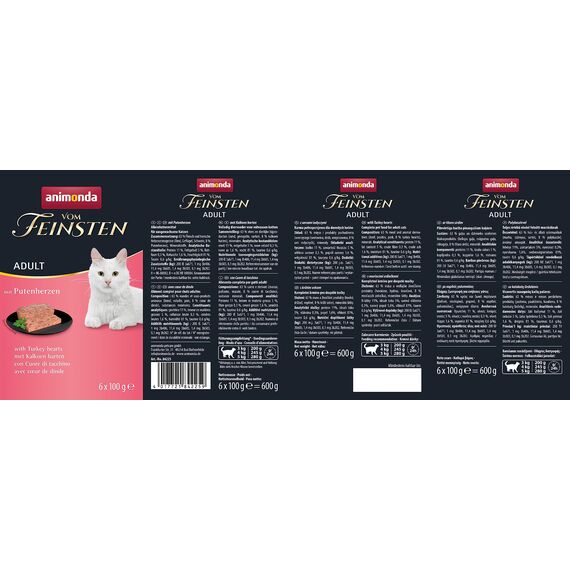 animonda vom Feinsten Katzenfutter nass mit Putenherzen (6 x 100g), getreidefreies Katzenfutter nass ohne Zucker, mit frischen, fleischigen Zutaten