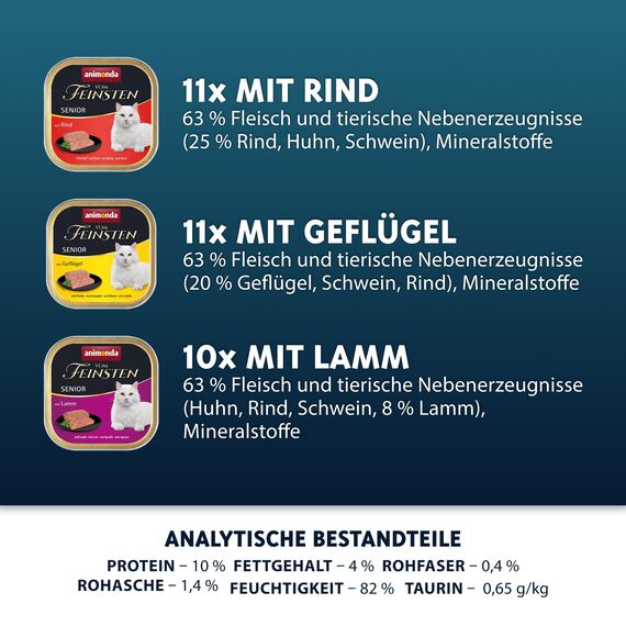 animonda vom Feinsten Senior, Nassfutter für ältere Katzen ab 7 Jahren, Vielfalt für ältere Katzen, 32 x 100 g