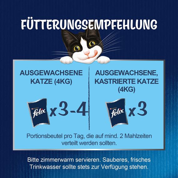 Felix Sensations Saucen Katzenfutter nass, Sorten-Mix, 4er Pack (4 x 24 Beutel à 85g)