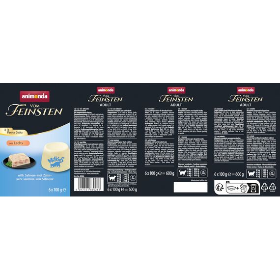 animonda vom Feinsten Katzenfutter nass à la Panna Cotta mit Lachs (6 x100g), getreidefreies Katzen Nassfutter ohne Zucker, mit frischen, fleischigen Zutaten